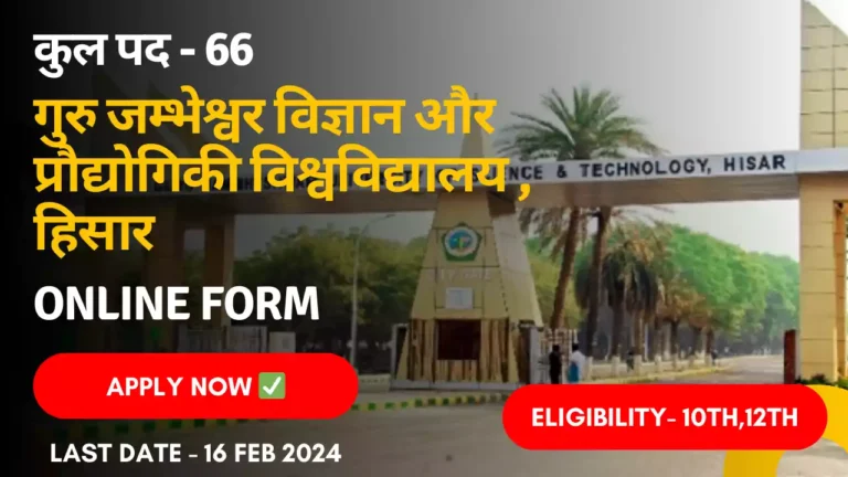 (Guru Jambheshwar University) GJU Hisar Recruitment 2024, Apply Online