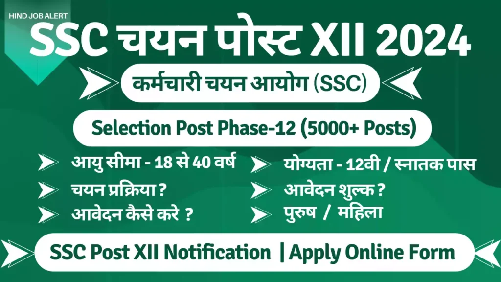 SSC Selection Post Phase 12 Notification 2024 Out, Apply Online @ssc.nic.in
