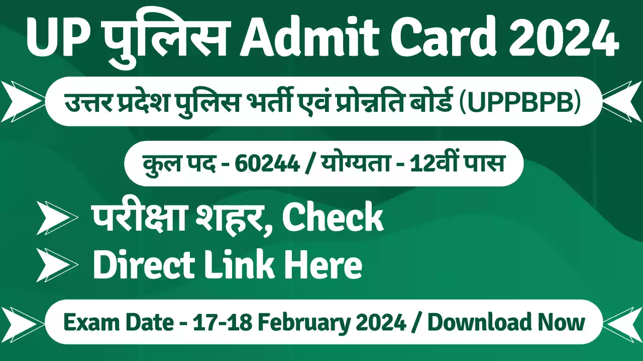 UP Police Constable Admit Card 2024 and Exam City Out, Check From This Direct Link Here