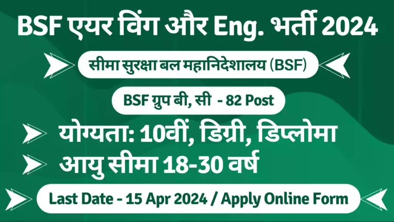BSF Air Wing and Engineer Recruitment 2024 Apply for 82 Posts