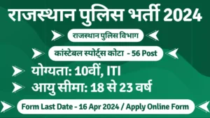 Rajasthan Police Constable Sports Quota Recruitment 2024